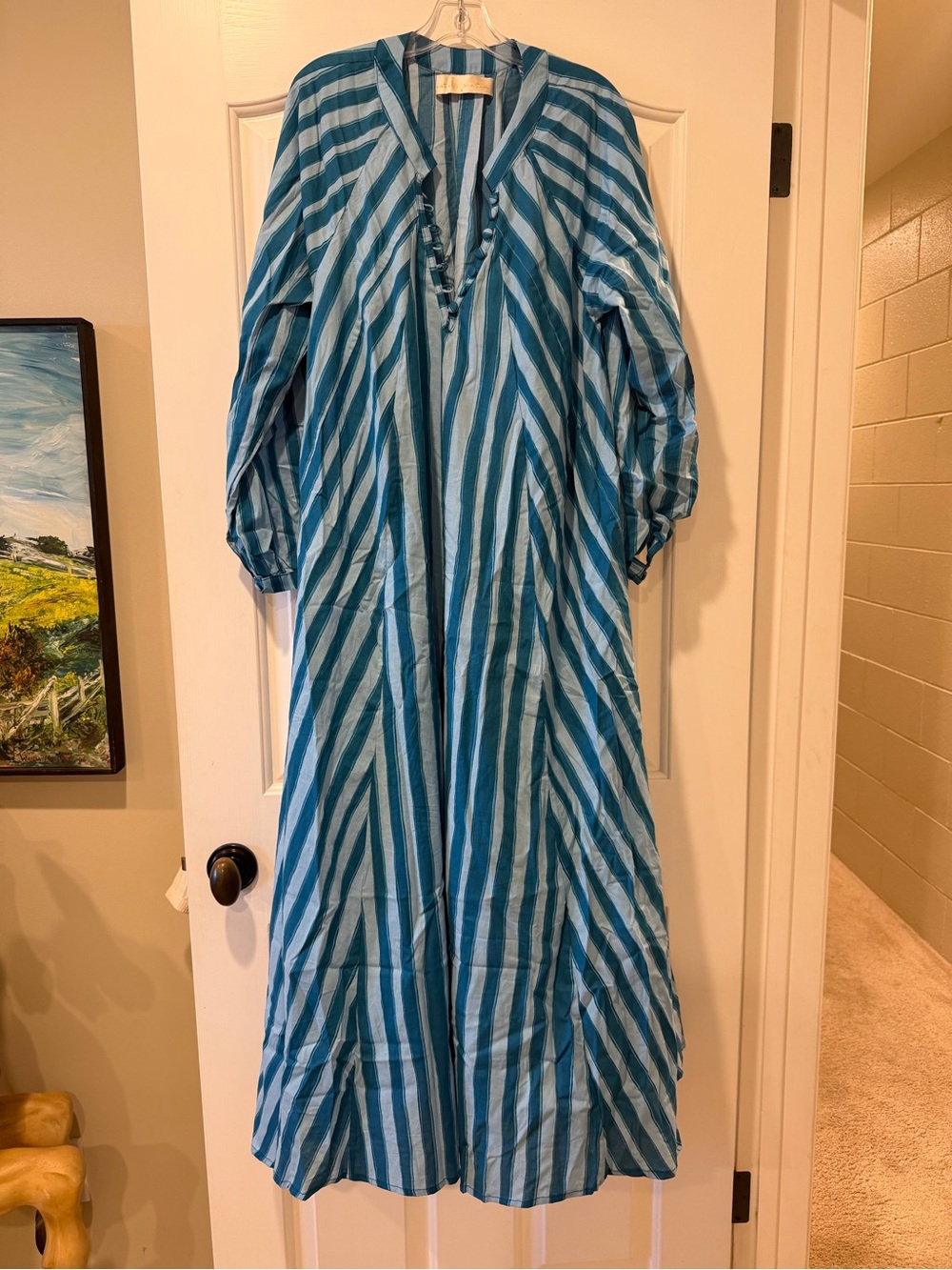 Natalie Martin Fiore Maxi Batik Stripe Pool Dress Size Small